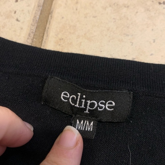 Eclipse Black Crossover V-Neck Long Sleeve Sweater - Women's M - Picture 2 of 7